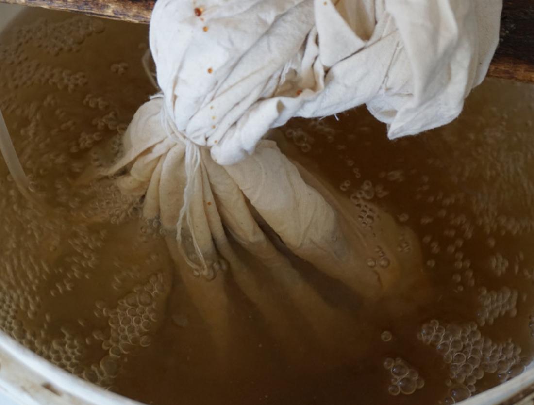 Worm Tea in strainer