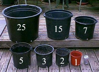 Pot sizes - inches to gallon conversion Image