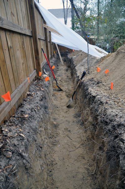 Digging out the trench